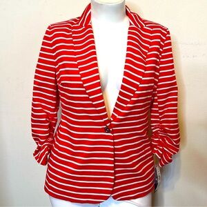 Peter Nygard $89 Tangerine & White Blazer 12 NWT